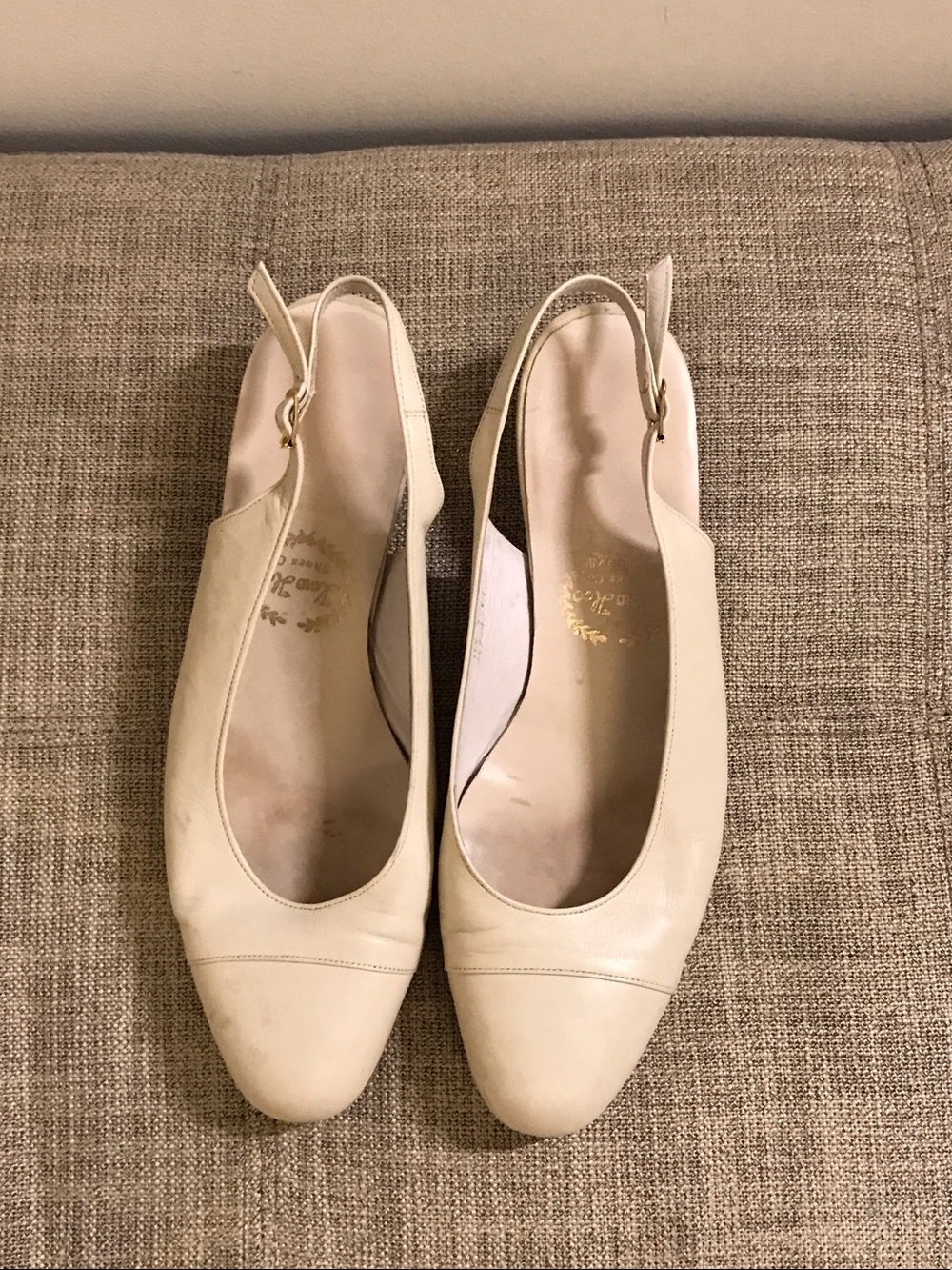 Women's Cream Slingback Pumps - Classic Leather Heels